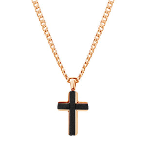 Blaze Rose Gold Plated Stainless Steel Cross Necklace