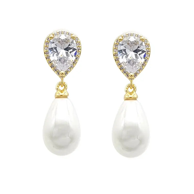 
            
                Load image into Gallery viewer, CZ Pear Drop Earring Gold Plated
            
        