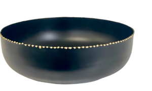 Matt Black Bowl With Gold Studs 31x10cm
