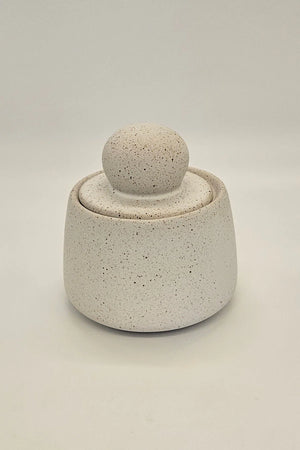 13x15 cm Ball Canister Sandy White