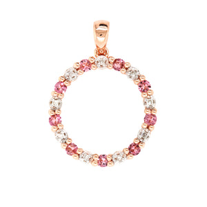 9ct Rose Gold Pink Tourmaline & Diamond Pendant