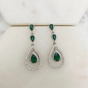 
            
                Load image into Gallery viewer, CZ Emerald Green Earrings
            
        
