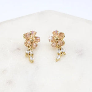 CZ Crystal Flower Earrings