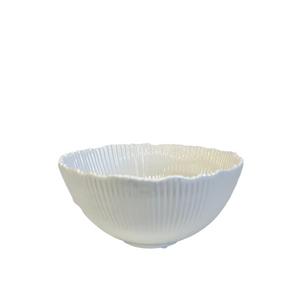 White Ribbed Ceramic Bowl Small 18x9cm