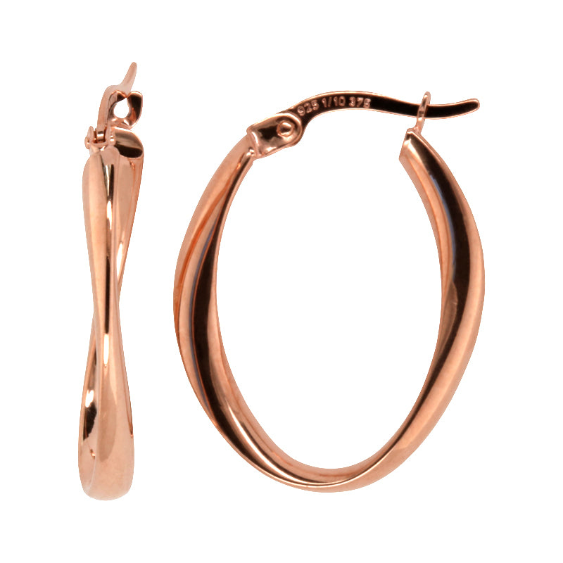 
            
                Load image into Gallery viewer, 9CT Rose Gold Silver Filled Twist Hoop E1531
            
        