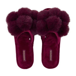 Cosy Luxe Slippers Pom Pom Mulberry S/M