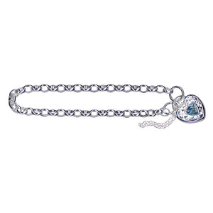 Sterling Silver Belcher Blue Topaz Padlock Bracelet