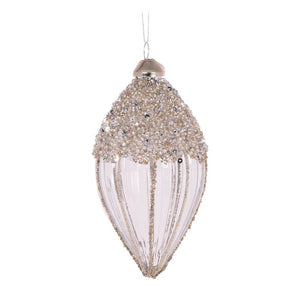 Smokey Grey Beaded Drop Bauble (DCI031)