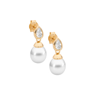 Ellani FW Pearl & CZ Earrings E621G