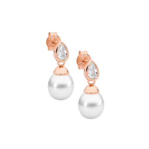 Ellani Pearl CZ Earrings E621R