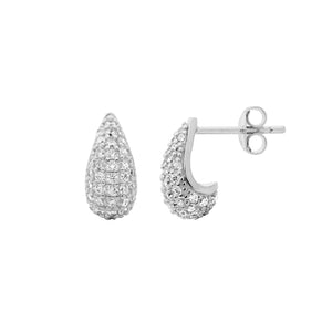Ellani Silver Pave Set CZ Earrings E626S