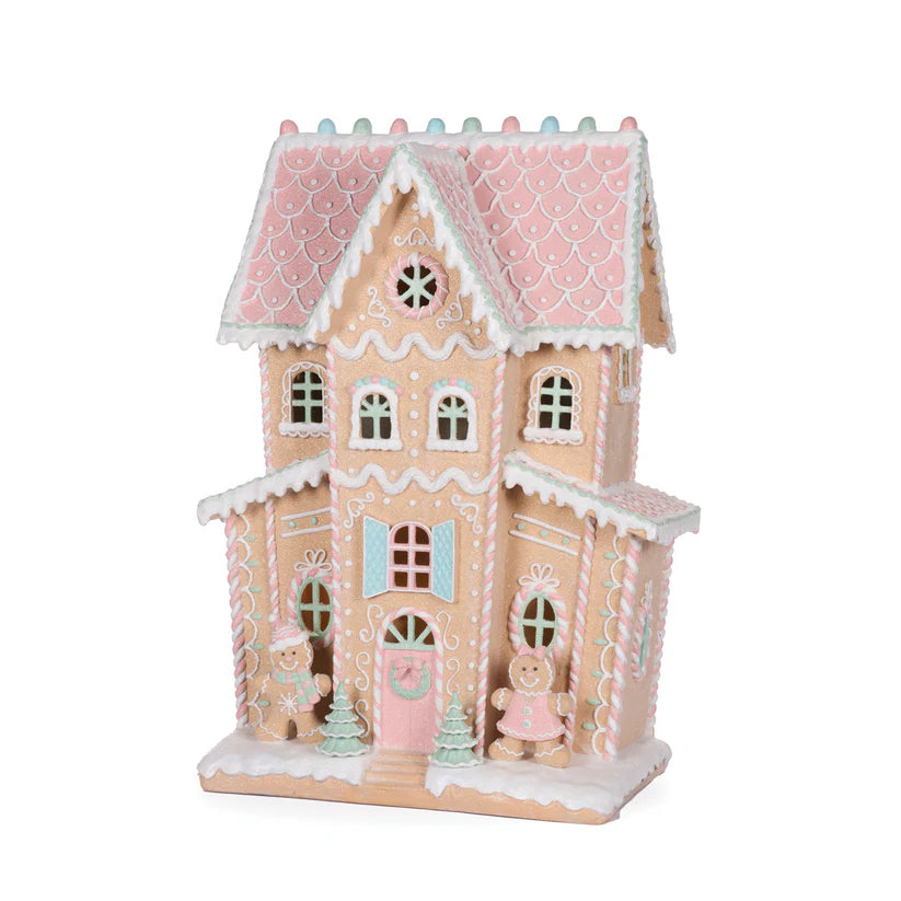 Led Piped Pastel Gingerbread Mansion