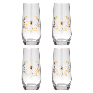 Elegant Bee 4pk Crystal Highball Tumbler