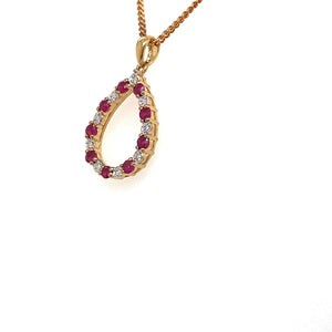 9CT Yellow Ruby Diamond Pendant P1286