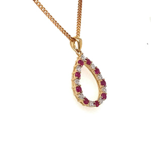9CT Yellow Ruby Diamond Pendant P1286