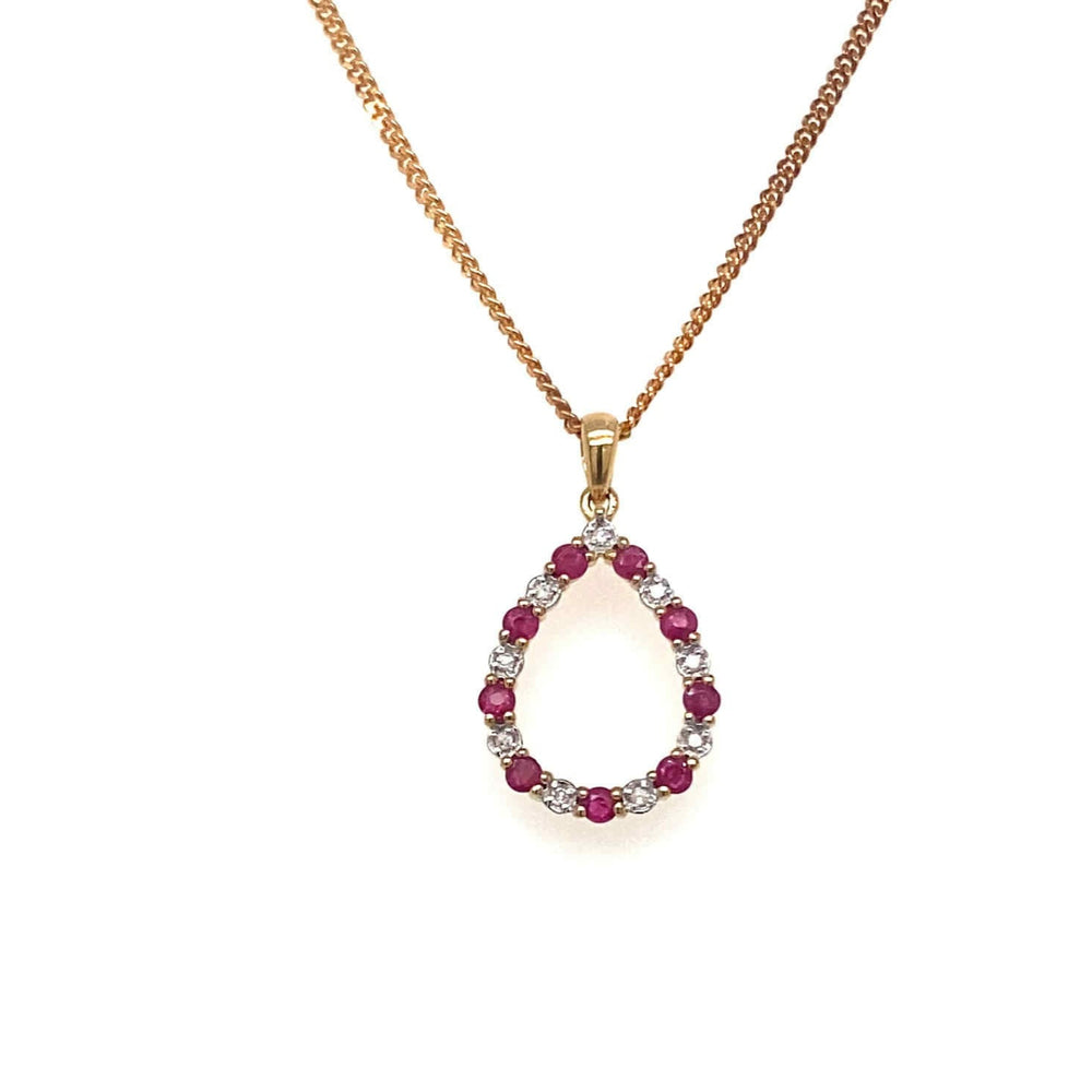 9CT Yellow Ruby Diamond Pendant P1286