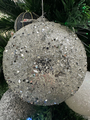 15cm Silver Bead Ball Hanger