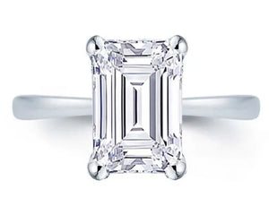 18K WG 1.00ct F VS2 Emerald Cut Diamond Lab Grown Ring