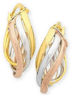 3 tone 9ct Gold Silver Filled Hoop Earrings