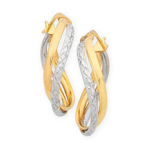 9ct 2 tone Gold Silver Filled hoop earrings (M2158)