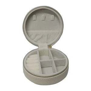 Jewellery Box Round Beige PU