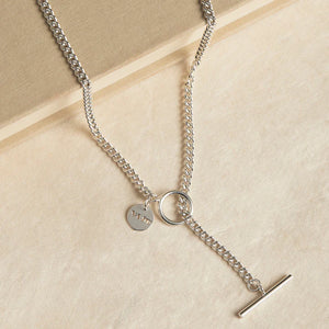 Najo N6758-45 3mm Silver T-bar necklace