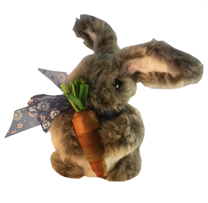 Grey Furry Bunny With Carrot