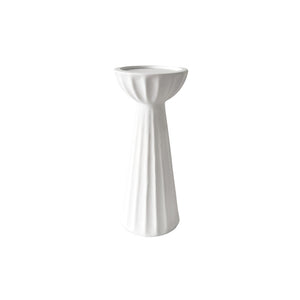 Kia Resin White Ribbed Pillar Holder Large