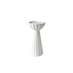 Kia Resin White Ribbed Pillar Holder Small