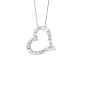 Ellani Open Heart CZ Pendant P888S