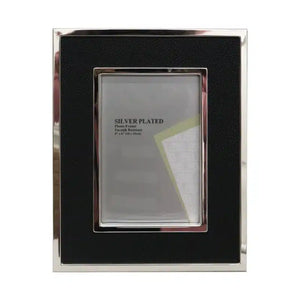 Picture Frame Style 15 6×4″ Silver / Black Faux Leather