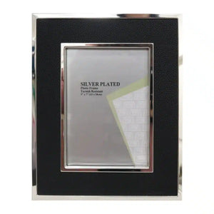 Picture Frame Style 15 5×7″ Silver / Black Faux Leather