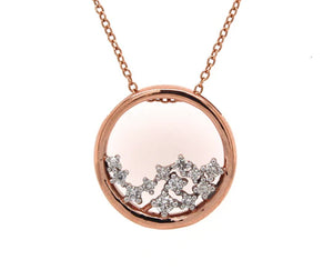 9k Rose Gold Circle Diamond Sprinkle Pendant 0.15ct
