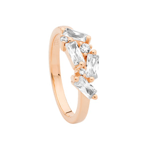 Ellani Rose Gold Sterling Silver Plated CZ Ring