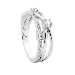Ellani Sterling Silver Cross Over Ring  R520S