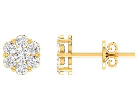 
            
                Load image into Gallery viewer, 9K YG 0.15CT GH I1 Diamond Cluster Earrings
            
        