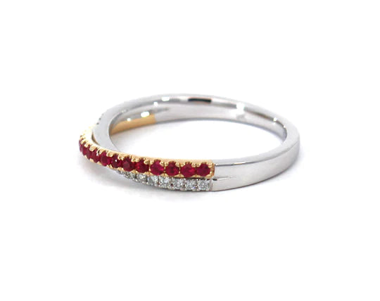 
            
                Load image into Gallery viewer, 9kYW Crossover Ruby &amp;amp; Diamond Ring 0.11TDW
            
        