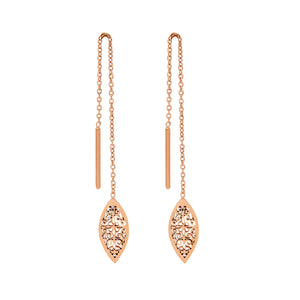 Ellani Stainless Steel Rose Gold Drop Earrings SE159R