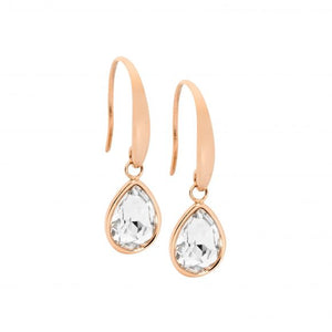 Ellani Stainless Steel White CZ Earrings SE180W-R