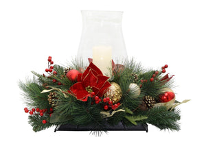 Candle Holder 1 Lite Ribbon Red 60cm