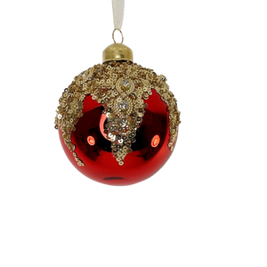 Red Glass Ball Gold Sequin YE1801