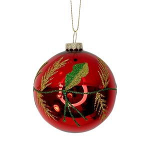 Red Glass Ball & Vine YE1876