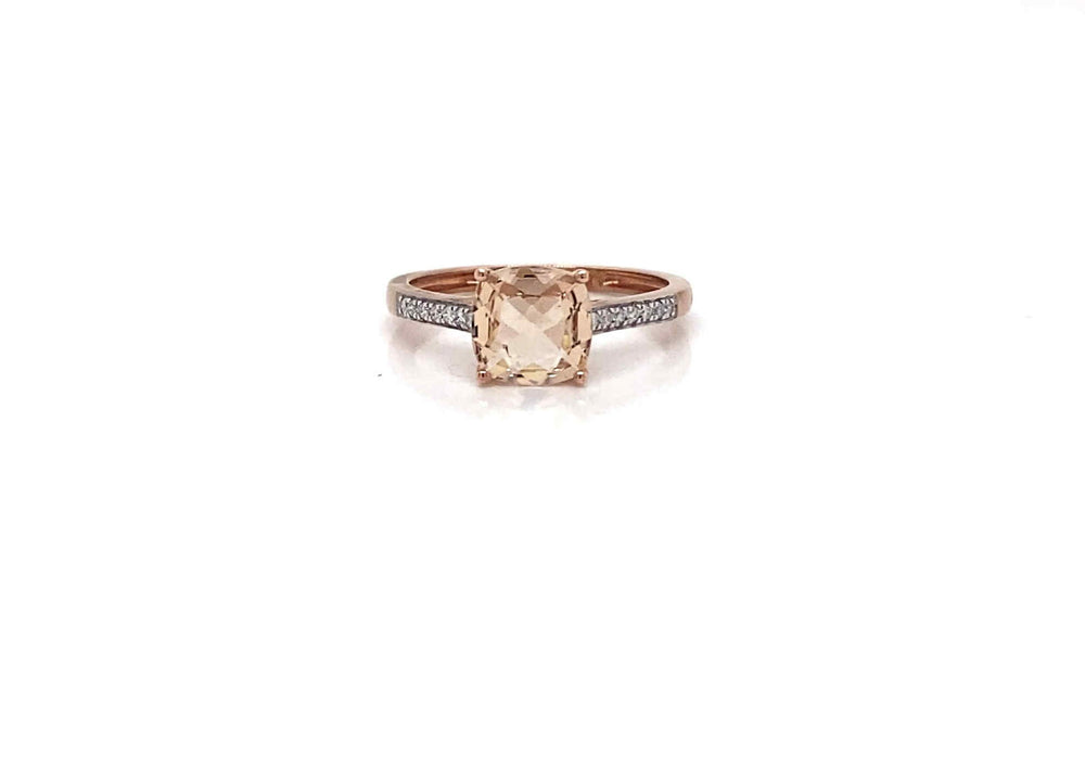 9CT Rose Gold Diamond & Morganite Ring 0.08ct