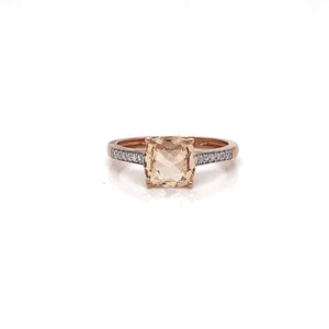 9CT Rose Gold Diamond & Morganite Ring 0.08ct
