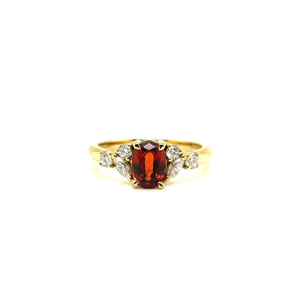 
            
                Load image into Gallery viewer, 18ct Gold Mandarin Garnet and  Lab Grown Diamond Ring
            
        