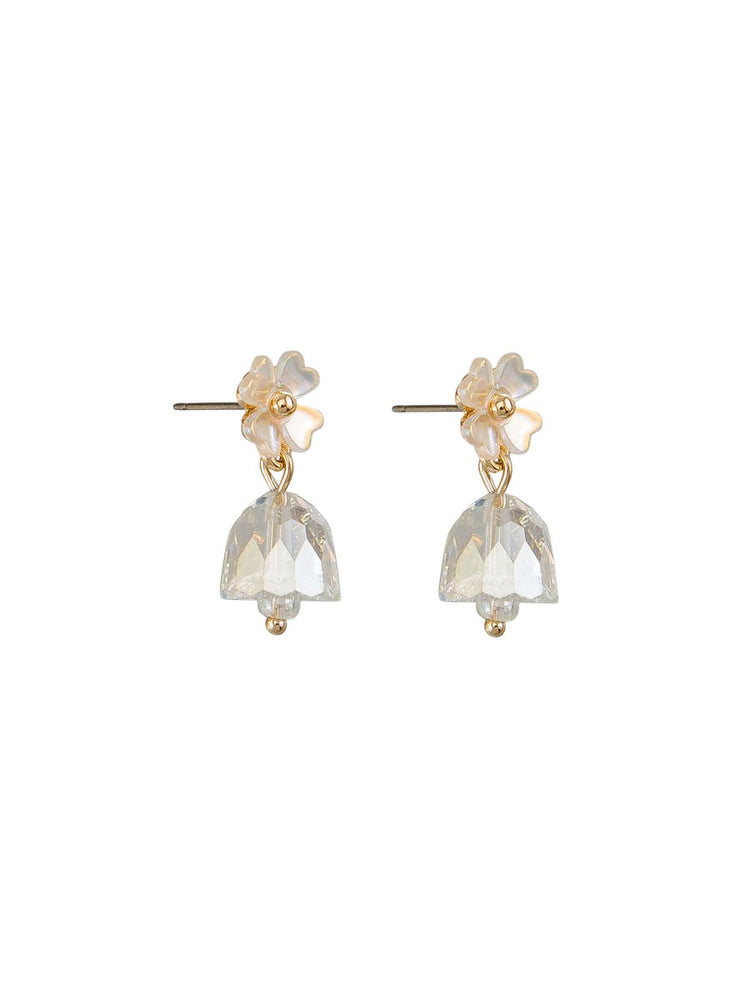 
            
                Load image into Gallery viewer, White Flower Bell Crystal Earrings
            
        