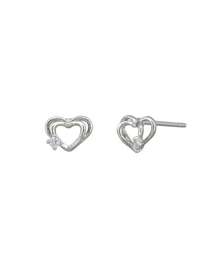 Tiger Tree Silver Plated Dainty Heart E/R EKJ6937s