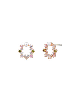 Tiger Tree RG Plated Crystal &  Pearl Anica Studs EKJ6958