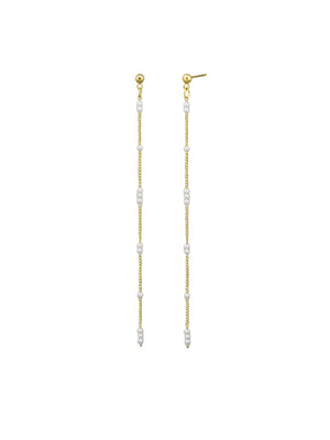 Tiger Tree Gold Plated Dainty Chain Earrings  EKJ6983