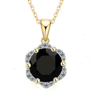 9K YG.08 GH-I1-2 Diamond & Black Sapphire Pendant  GP CHAIN